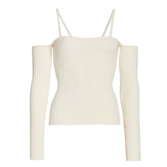 Anna Quan Ribbed Knit Off-the-Shoulder Fitted Bonnie Top AU 10 US 6 - Picture 8 of 11